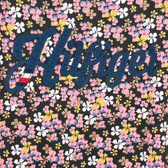 Tommy Hilfiger Denim Embroidered Logo Graphic T-Shirt Ditsy Floral Short Sleeves - Picture 3 of 13
